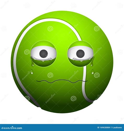 Tennis Ball Emoticon Face Emoji Cartoon Icon Stock Vector Illustration