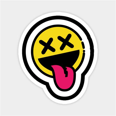 Stoned Smiley Face // Line Art Sticker - Smiley Face - Magnet | TeePublic