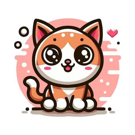 Diseño Vectorial Plano De Gato Lindo En Estilo Cómic Vector Premium