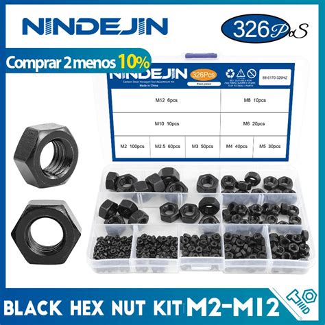 Nindejin Kit Surtido De Tuercas Hexagonales Negras M Tricas De