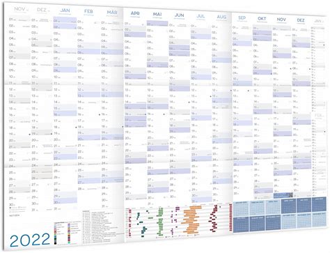 Wandkalender 2022 DIN A1 89x63 Cm OFFICE GEFALTET 230 Sticker