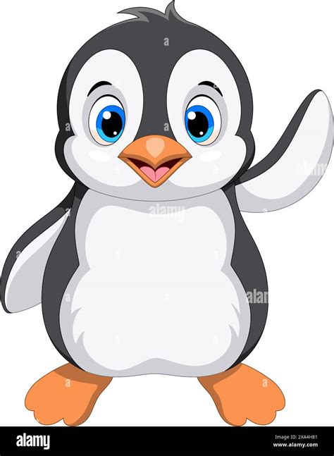 Vector Illustration Of Cute Baby Penguin Cartoon Isolated On White