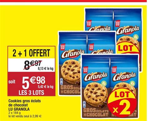 Offre Cookies Gros éclats De Chocolat Lu Granola chez Migros France