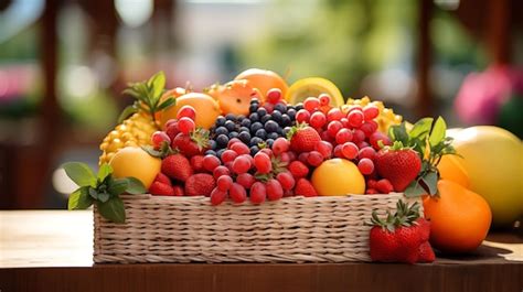 Premium Photo | Basket of Fruits in the Farmers Market