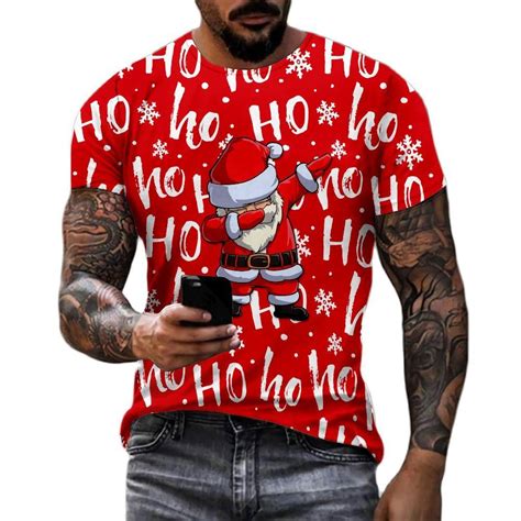 Buy New Christmas T Shirt For Men 3d Santa Funny Short Sleeve Tops Men S T Shirts Oversized Tee