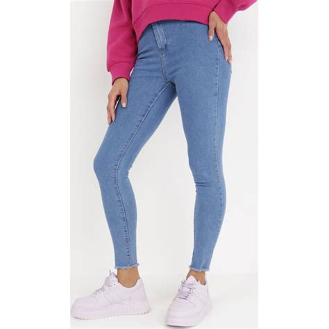 Jeansy Skinny Fit Z Bardzo Wysokim Stanem Niebieski Niebieskie