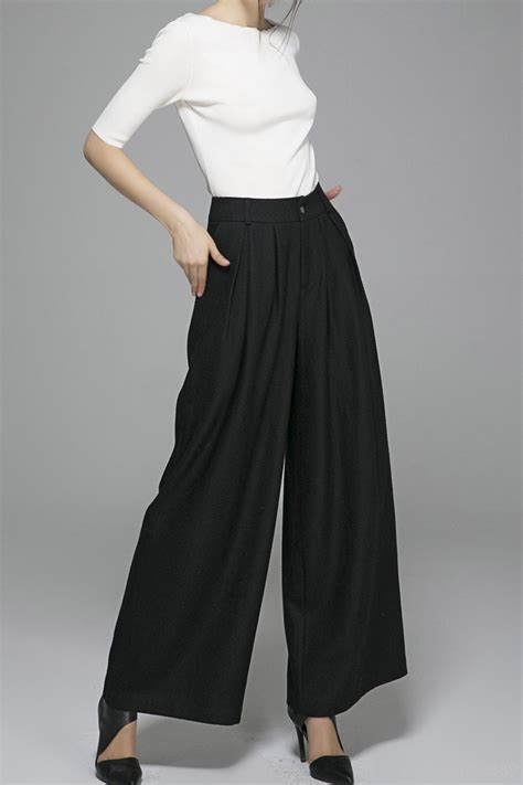 Black Wool Pants Wool Pants Womens Pants Maxi Pants Wild Etsy