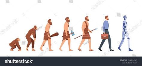 Human Evolution Monkey Cyborg Timeline Isolated Stock Vector (Royalty Free) 2154914965 ...