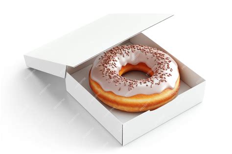 donut box mockup blank white cardboard box  tasty donuts  open