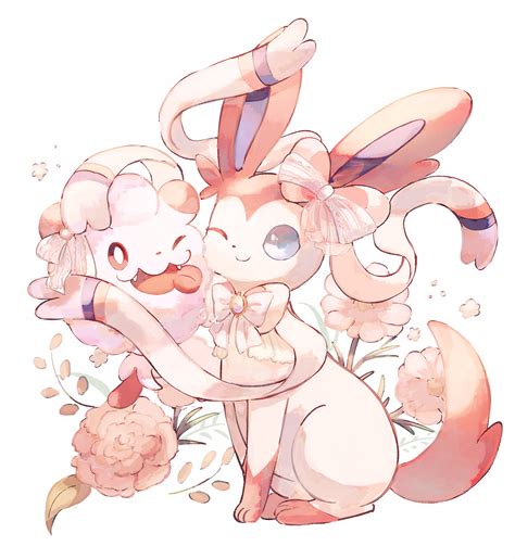 Sylveon And Swirlix Pokemon Drawn By Su Sajo Su Danbooru