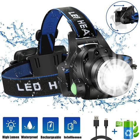 Headlamp Flashlight Head Lamp Rechargeable Adjustable Head Light