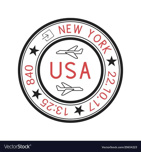 Usa round travel stamp for passport red and black Vector Image