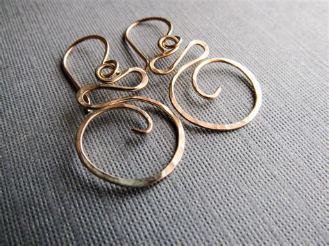 Brass Swirl Earrings Swirl Earrings Metal Jewelry Wire Jewelry