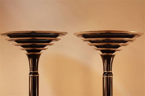 Pair Of French Art Deco Torchiere Floor Lamps At 1stdibs