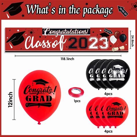 Great Choice Products Graduation Decorations 2023 Banner Red And Black