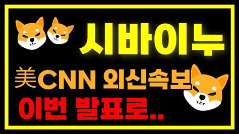 시바이누 코인 美cnn 외신속보 이번 신규 발표로 보유자 인생이 바뀝니다 시바이누코인 시바이누코인전망