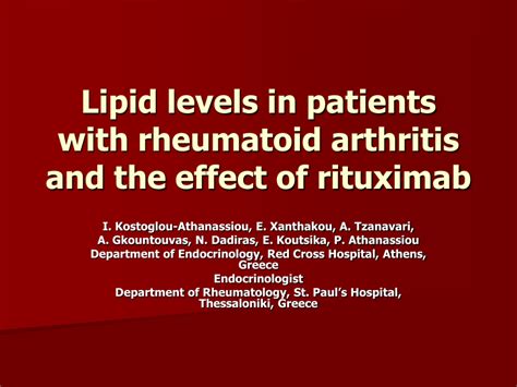 Pdf Lipid Levels In Patients With Rheumatoid Arthritis And The Effect