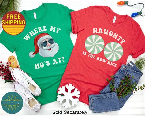 Naughty Couple Christmas Shirts Matching Couples Christmas Shirts Funny