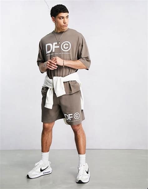 Asos Dark Future Co Ord With Logo Graphic Print In Chocolate Brown Asos