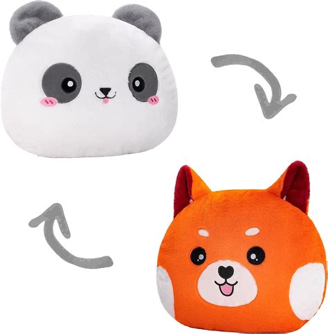 Mewaii 47 Cm Reversible Plush Panda Pillow And Red Panda Plush Kawaii