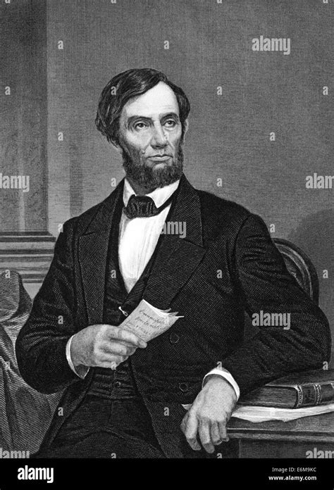 Abraham Lincoln 1809 1865 On Engraving From 1873 16th President Of The United States Stock