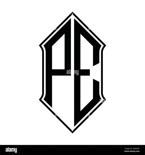 Pe Logo Monogram With Shieldshape And Black Outline Design Template