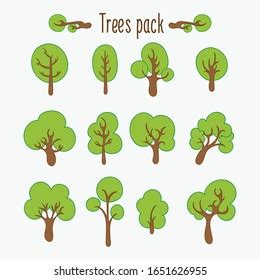 Doodle Tree Set Vector Art Illustration Stock Vector Royalty Free