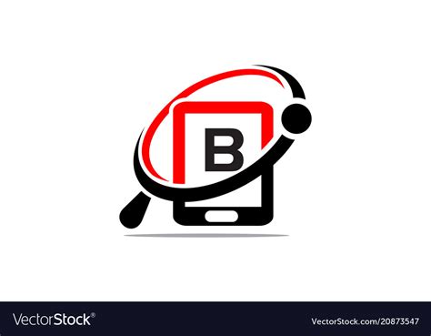 Hand Phone Search Initial B Royalty Free Vector Image