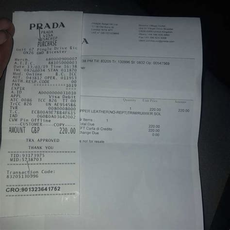 Fake Prada Receipt Template Prada Receipts Nutemplates