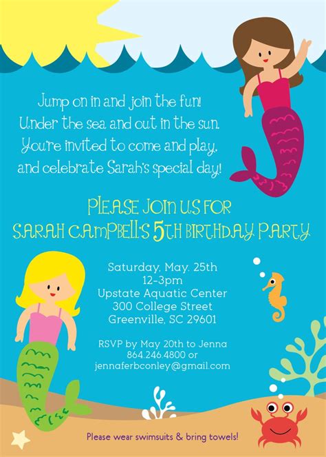 Little Mermaid Birthday Invitation Wording