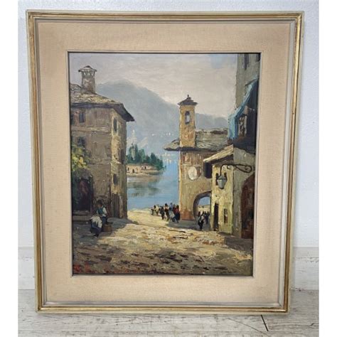 ANTICO QUADRO DIPINTO OLIO TELA Pino Pessina Da Castanedo PAESAGGIO