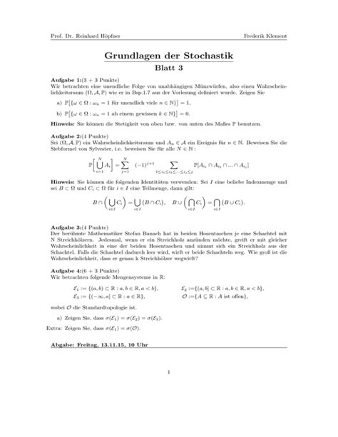 Grundlagen Der Stochastik