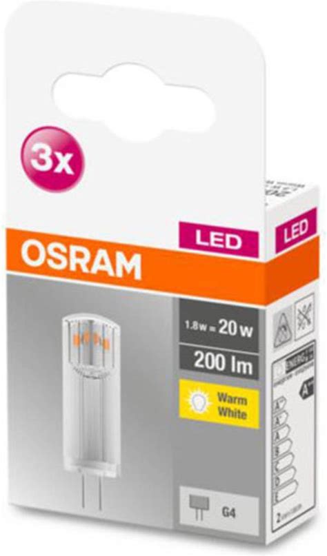 Osram LED stiftsokkelpære G4 1 8W 827 klar 3 stk Pris