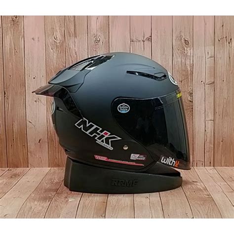 Jual HELM NHK R1 SOLID BLACK DOF PAKET GANTENG VISOR IRIDIUM