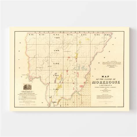 Vintage Map Of Morehouse Parish Louisiana 1860 By Ted S Vintage Art