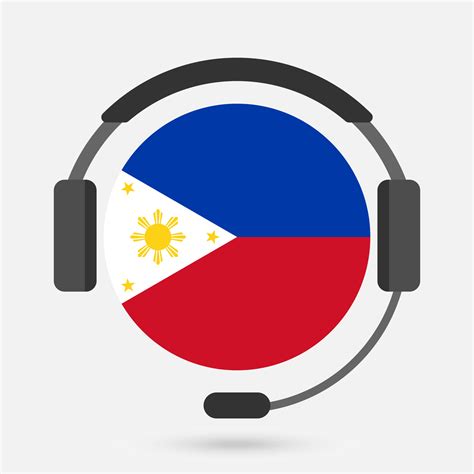 Philippines Flag With Headphones Vector Illustration Tagalog Language