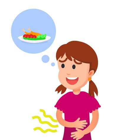 girl  hungry  imagines delicious food  vector art