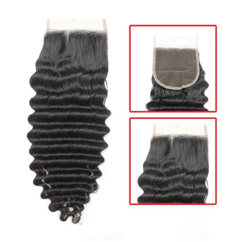 Premium Brazilian Remy Deep Wavy 4x4 Human Hair Closure 100 Virgin Peruvian Human Hair 4x4