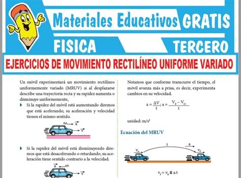 Ejercicios De Movimiento Rectilíneo Uniforme Variado Para Tercer Grado