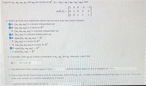 Solved Suppose A1 A2 A3 A4 And A5 Are Vectors In Chegg