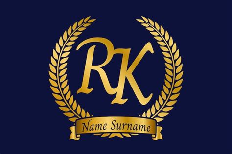 Premium Vector Initial Letter R And K Rk Monogram Logo Design With Laurel Wreath Luxury Golden