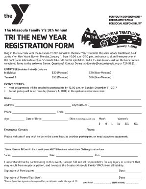 Fillable Online Tri The New Year Registration Form Template Indd Fax