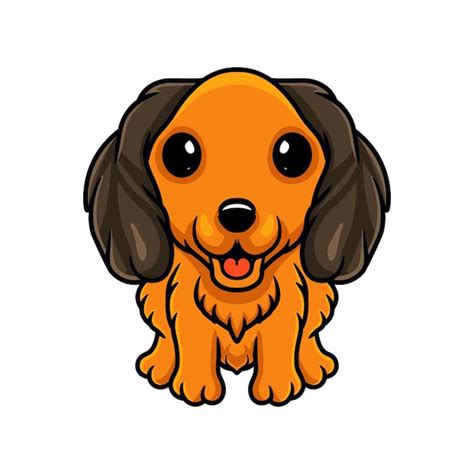 Dessin Anim Mignon Chien Teckel Assis Vecteur Premium