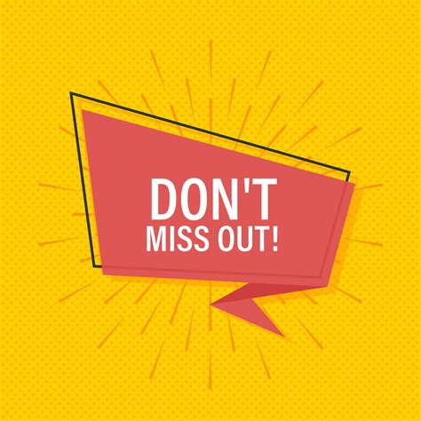 Ribbon banner with text Dont miss out, poster in pop art style. Vector
