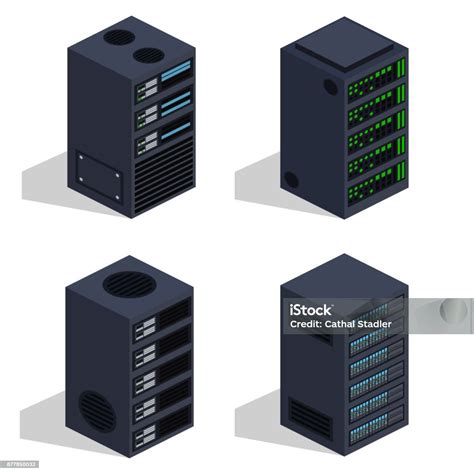 Isometrik 3d Vektor Ilustrasi Konsep Pusat Data Ruang Server Ilustrasi