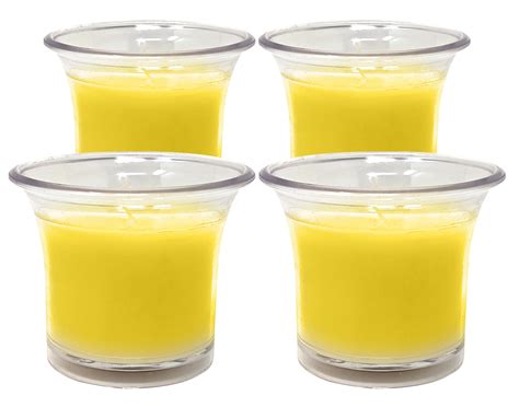 Hyoola 12 Hour Clear Cup Citronella Scented Votive Candles Yellow 4 Pack