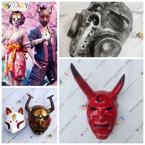 Jual Fre Fire Oni Kitsune Sakura Skin Game Mask Topeng Kayu Cosplay