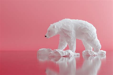 Premium Photo A White Polar Bear Is Walking On A Ice Background