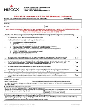 Ausfüllbar Online Antrag auf den Abschluss einer Cyber Risk Management