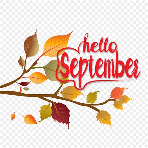 Hello September Clipart Transparent Background Hello September English